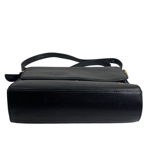 Etienne Aigner Front Flap Black Leather Crossbody Shoulder Bag Buckle Straps Y2K - Picture 2 of 12